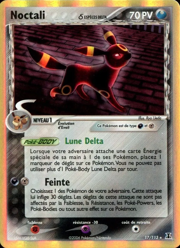 Carte Pokémon Noctali δ de l'extension EX Espèces Delta