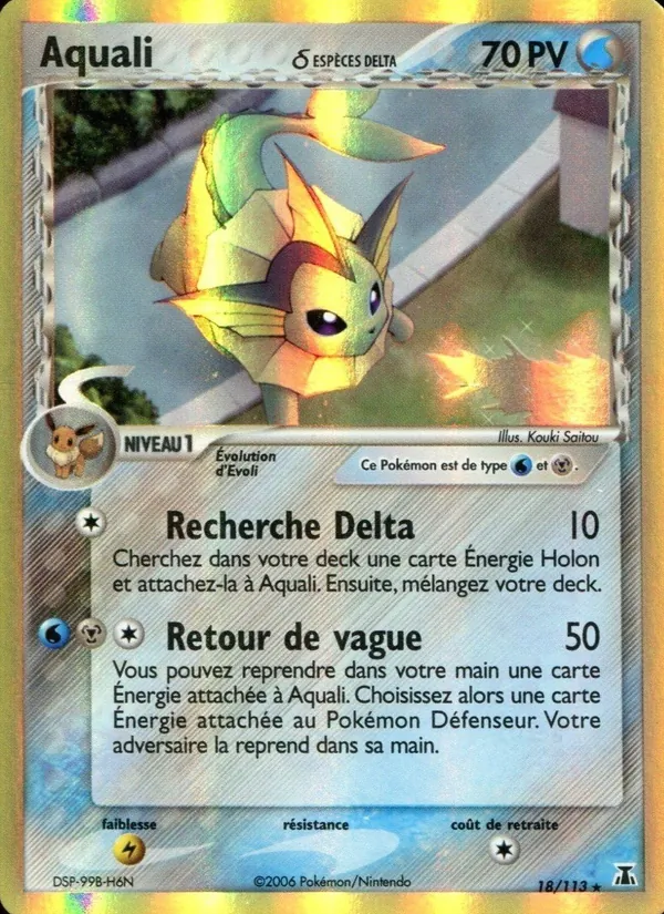 Carte Pokémon Aquali δ de l'extension EX Espèces Delta