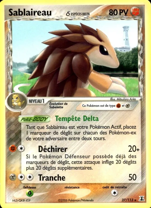 Carte Pokémon Sablaireau δ de l'extension EX Espèces Delta