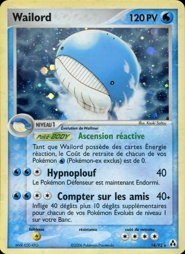 Carte Pokémon Wailord de l'extension EX Créateurs de légendes