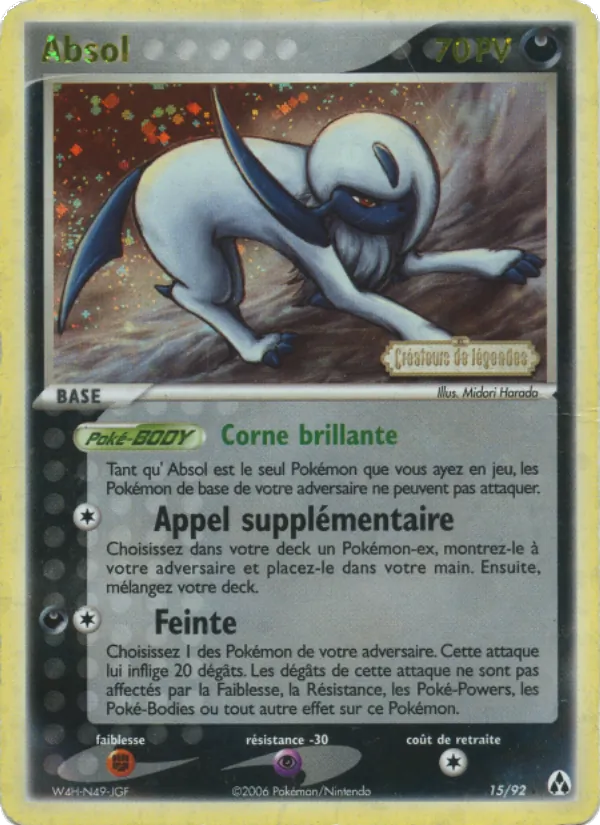 Carte Pokémon Absol de l'extension EX Créateurs de légendes