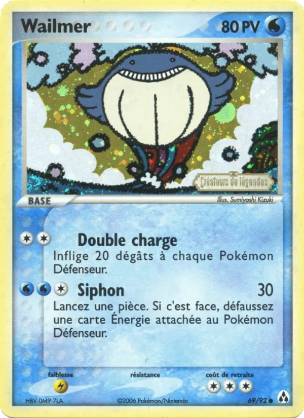 Carte Pokémon Wailmer de l'extension EX Créateurs de légendes