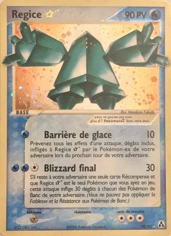 Carte Pokémon Regice ☆ de l'extension EX Créateurs de légendes