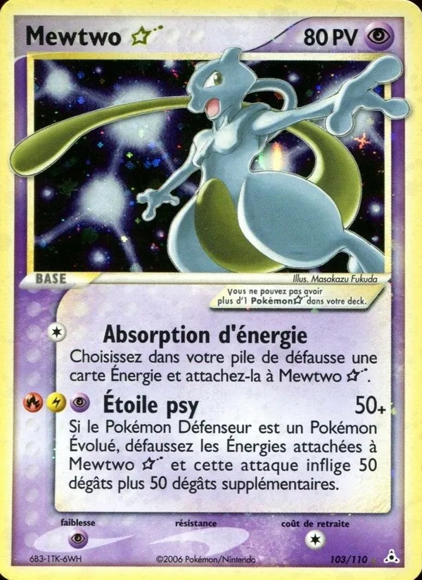 Carte Pokémon Mewtwo ☆ de l'extension EX Fantômes Holon