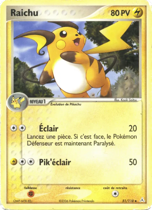 Carte Pokémon Raichu de l'extension EX Fantômes Holon
