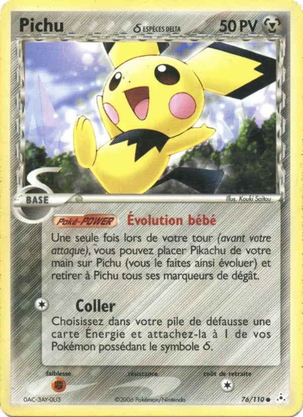 Carte Pokémon Pichu δ de l'extension EX Fantômes Holon