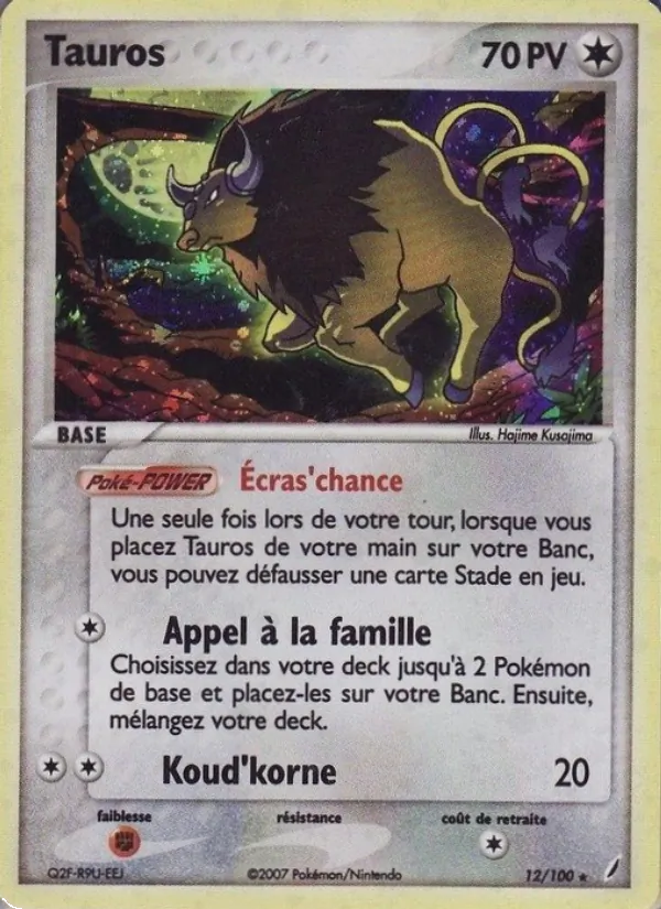 Carte Pokémon Tauros de l'extension EX Gardiens de Cristal