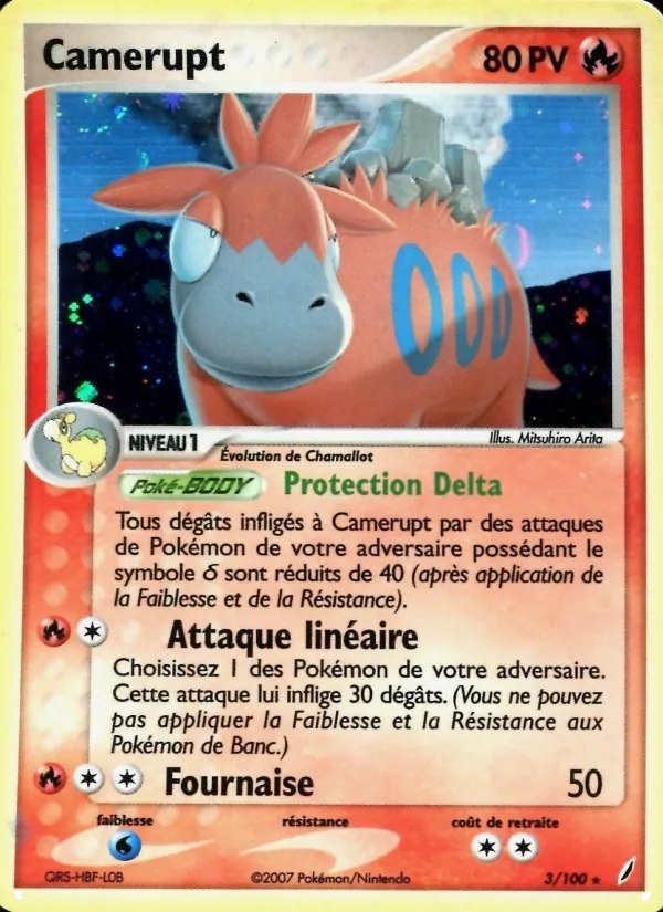 Carte Pokémon Camérupt de l'extension EX Gardiens de Cristal