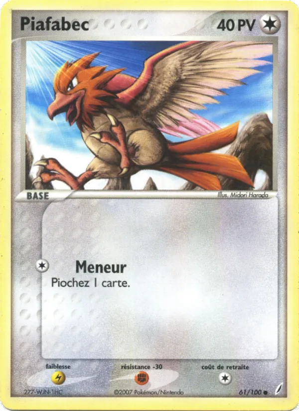 Carte Pokémon Piafabec de l'extension EX Gardiens de Cristal