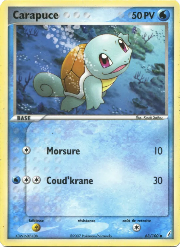 Carte Pokémon Carapuce de l'extension EX Gardiens de Cristal