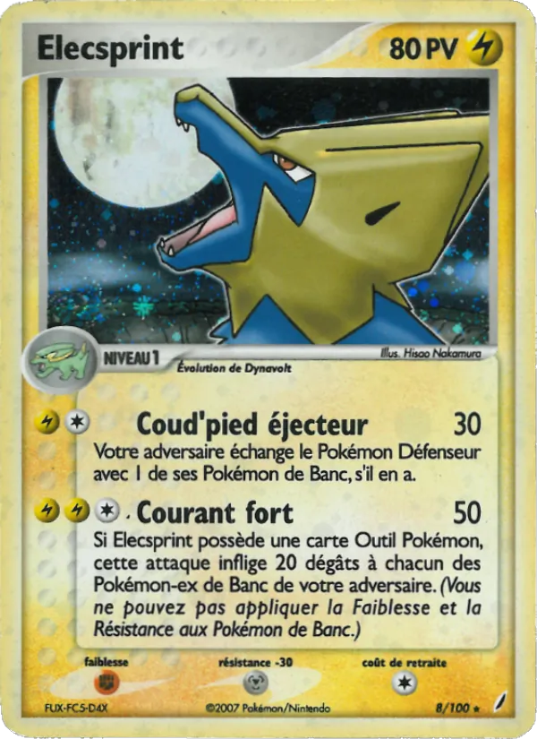 Carte Pokémon Élecsprint de l'extension EX Gardiens de Cristal