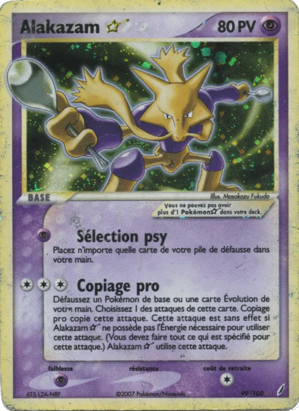 Carte Pokémon Alakazam ☆ de l'extension EX Gardiens de Cristal