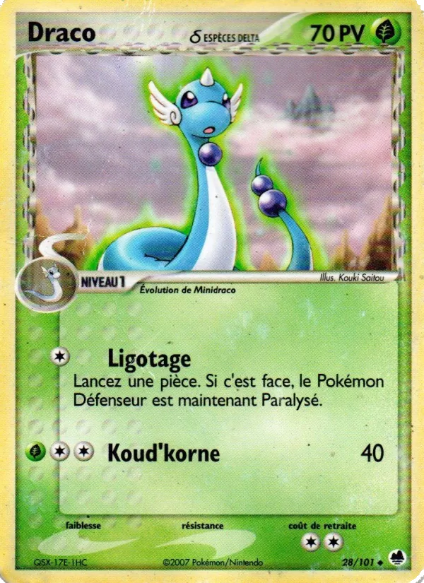 Carte Pokémon Draco δ de l'extension EX Île des Dragons