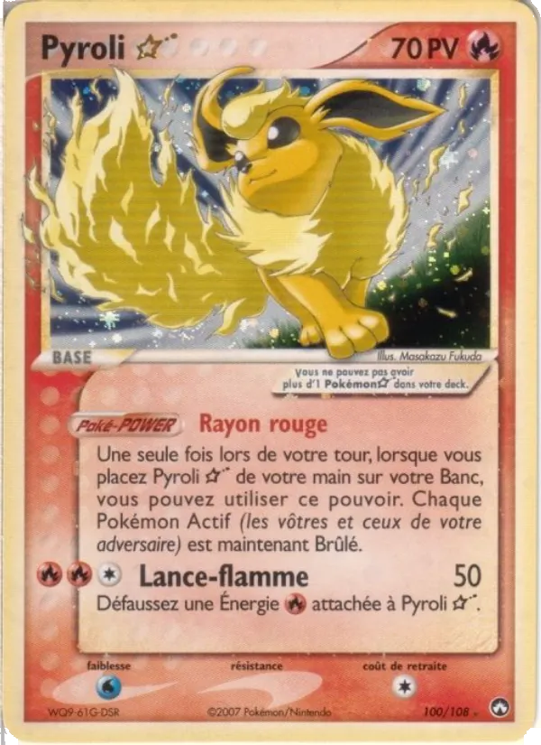 Carte Pokémon Pyroli ☆ de l'extension EX Gardiens du Pouvoir