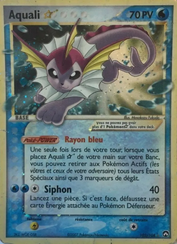 Carte Pokémon Aquali ☆ de l'extension EX Gardiens du Pouvoir