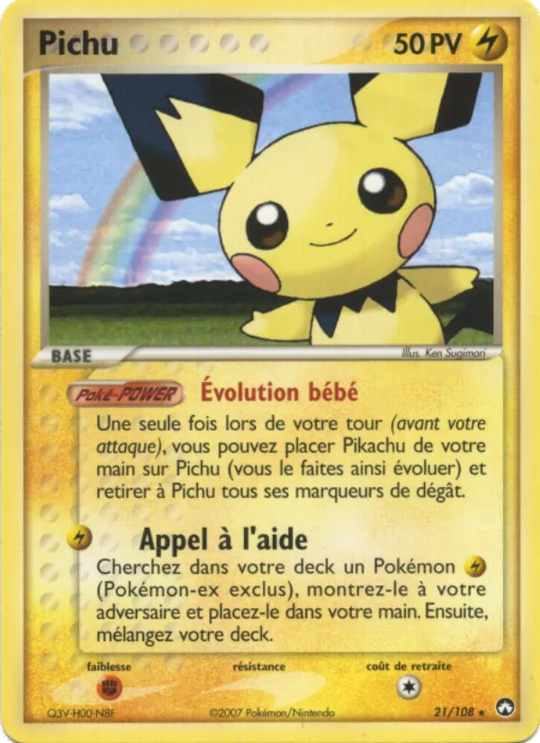 Carte Pokémon Pichu de l'extension EX Gardiens du Pouvoir
