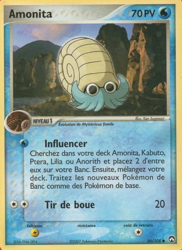 Carte Pokémon Amonita de l'extension EX Gardiens du Pouvoir