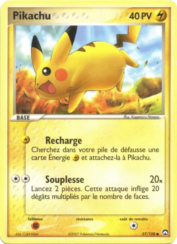 Carte Pokémon Pikachu de l'extension EX Gardiens du Pouvoir