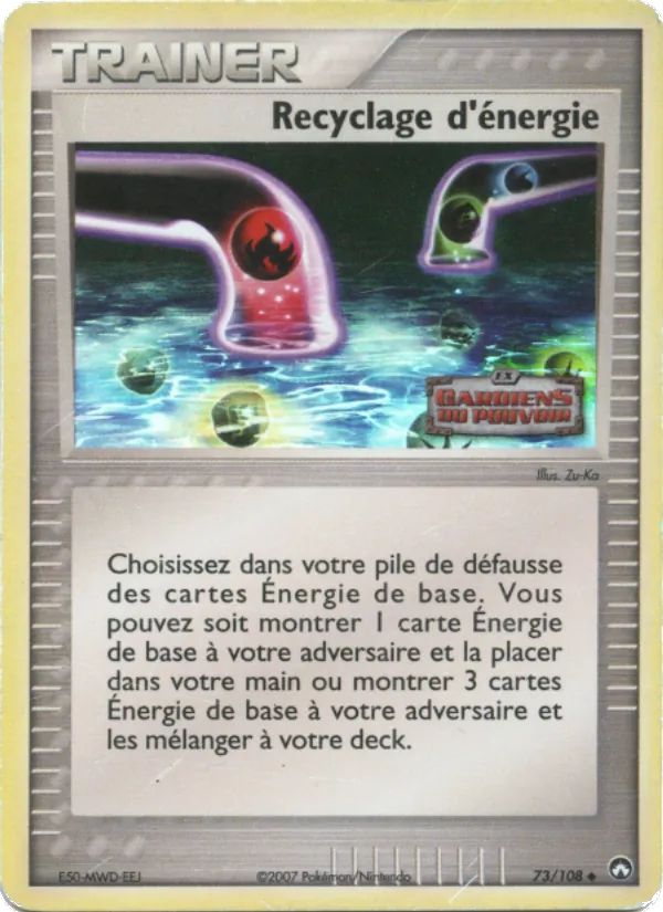 Carte Pokémon Recyclage d'énergie de l'extension EX Gardiens du Pouvoir
