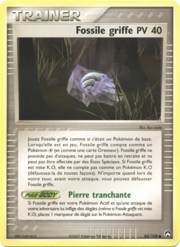 Carte Pokémon Fossile griffe de l'extension EX Gardiens du Pouvoir
