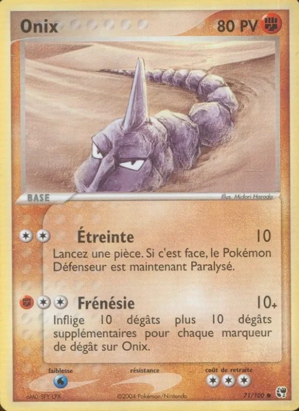 Carte Pokémon Onix de l'extension EX Tempête de sable
