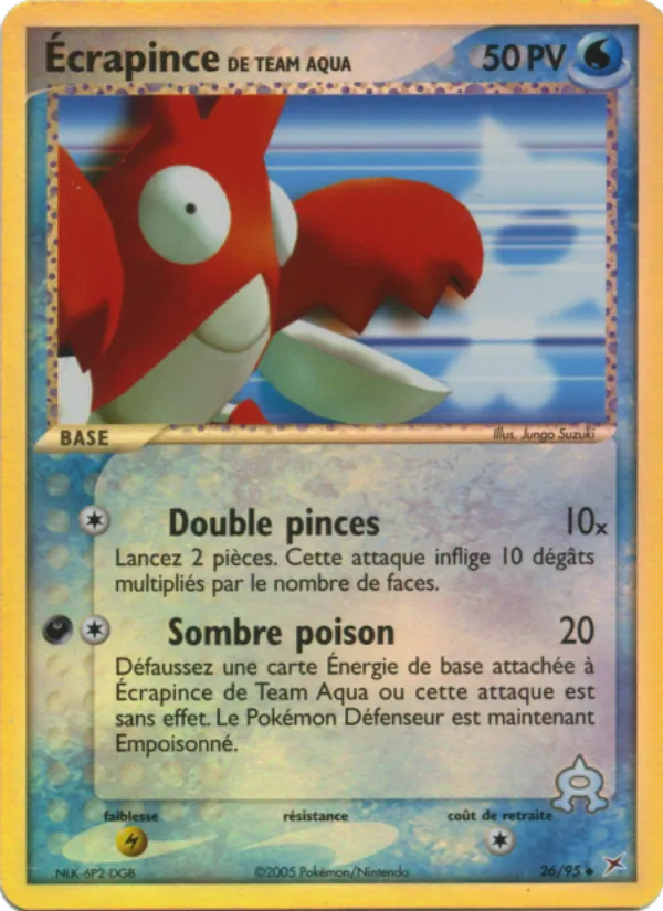 Carte Pokémon Écrapince de Team Aqua de l'extension EX Team Magma vs Team Aqua