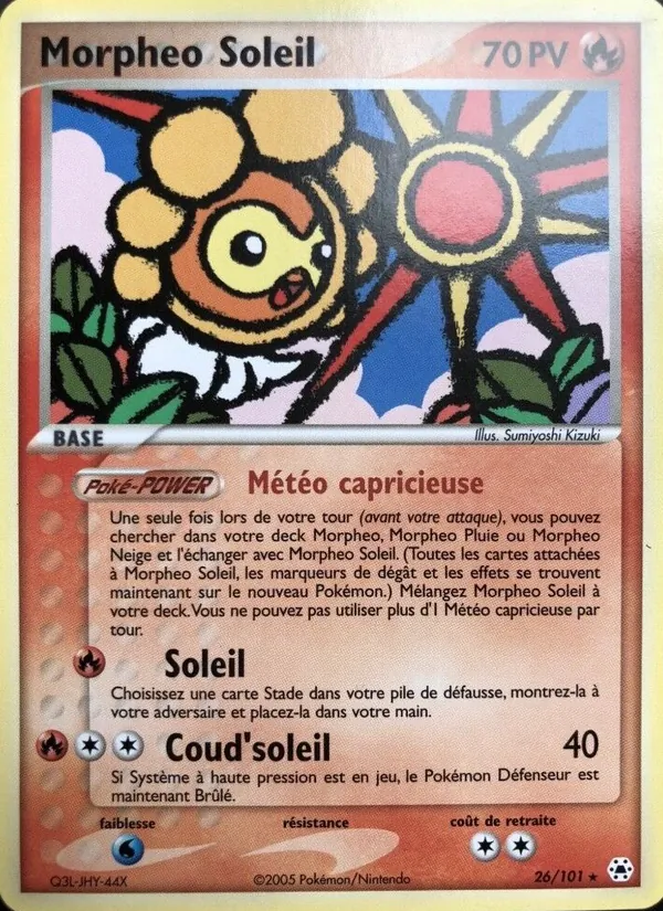 Carte Pokémon Morpheo Soleil de l'extension EX Légendes Oubliées