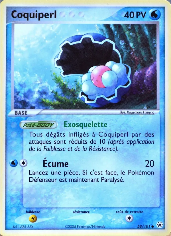 Carte Pokémon Coquiperl de l'extension EX Légendes Oubliées