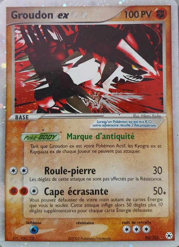 Carte Pokémon Groudon ex de l'extension EX Légendes Oubliées