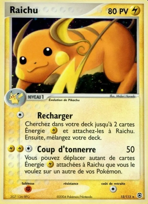 Carte Pokémon Raichu de l'extension EX Rouge Feu & Vert Feuille