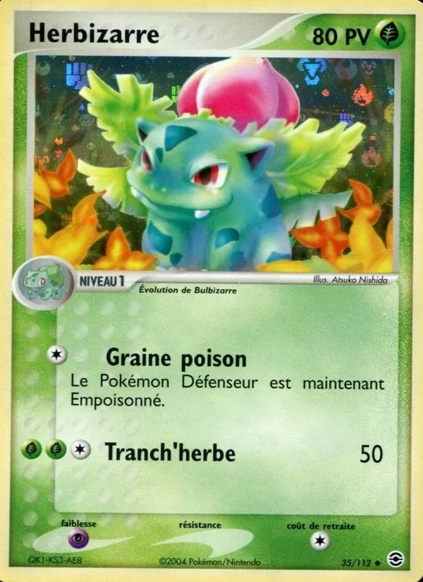Carte Pokémon Herbizarre de l'extension EX Rouge Feu & Vert Feuille