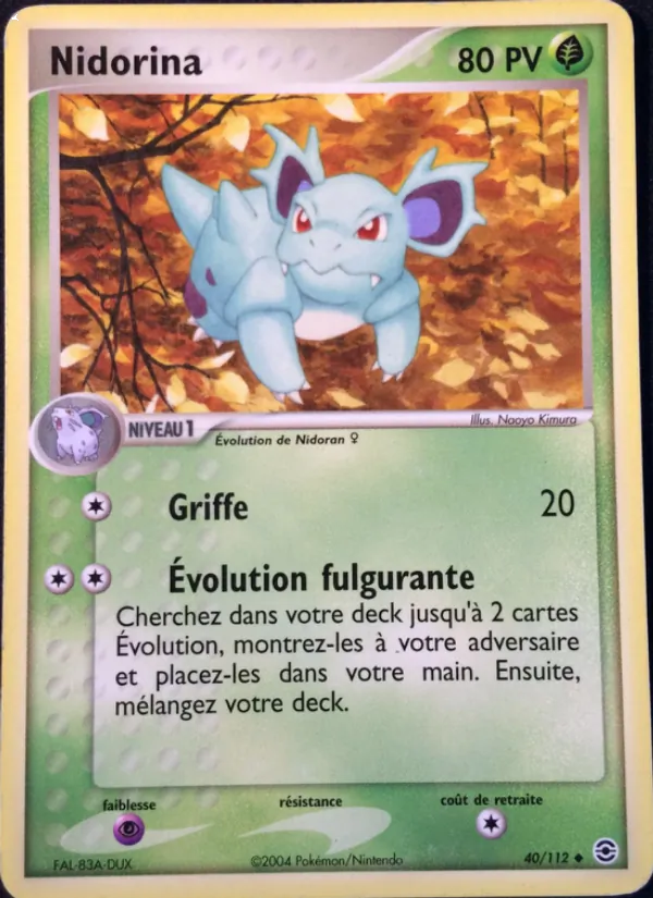 Carte Pokémon Nidorina de l'extension EX Rouge Feu & Vert Feuille