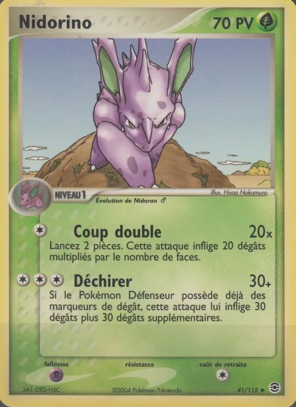 Carte Pokémon Nidorino de l'extension EX Rouge Feu & Vert Feuille