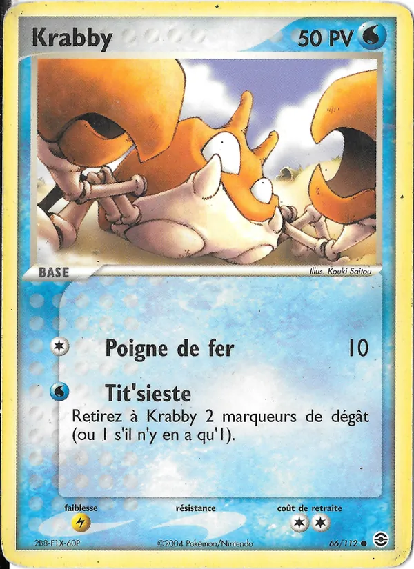 Carte Pokémon Krabby de l'extension EX Rouge Feu & Vert Feuille