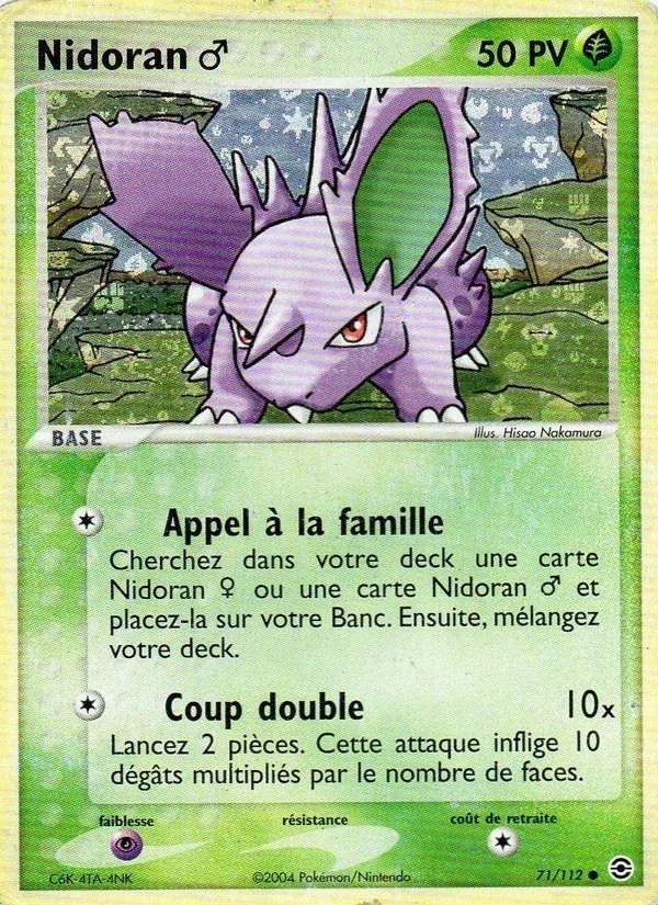 Carte Pokémon Nidoran ♂ de l'extension EX Rouge Feu & Vert Feuille