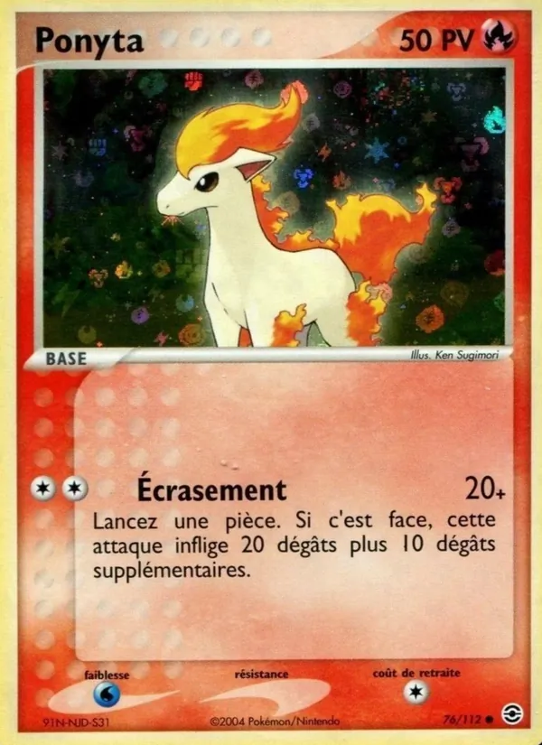 Carte Pokémon Ponyta de l'extension EX Rouge Feu & Vert Feuille