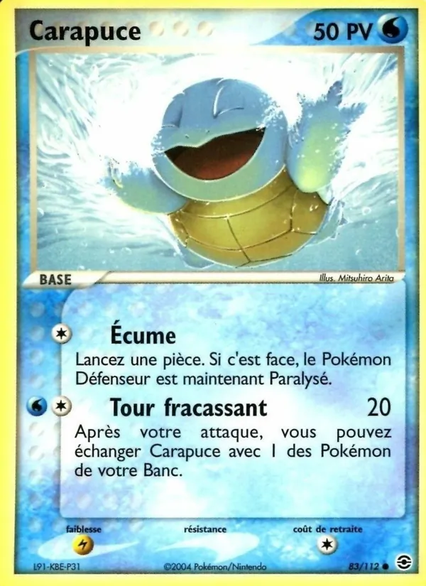 Carte Pokémon Carapuce de l'extension EX Rouge Feu & Vert Feuille