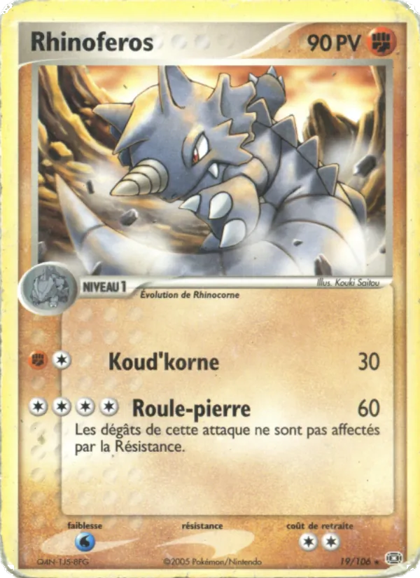 Carte Pokémon Rhinoféros de l'extension EX Émeraude
