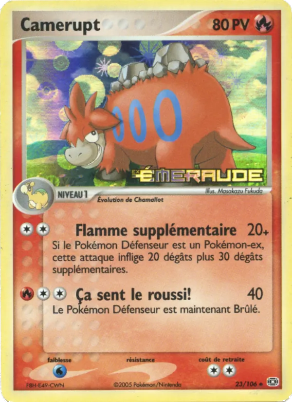 Carte Pokémon Camérupt de l'extension EX Émeraude