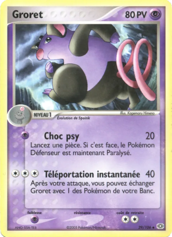 Carte Pokémon Groret de l'extension EX Émeraude