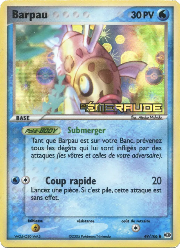 Carte Pokémon Barpau de l'extension EX Émeraude