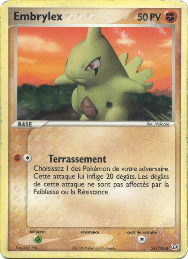 Carte Pokémon Embrylex de l'extension EX Émeraude