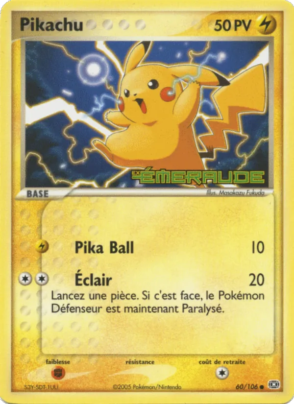 Carte Pokémon Pikachu de l'extension EX Émeraude