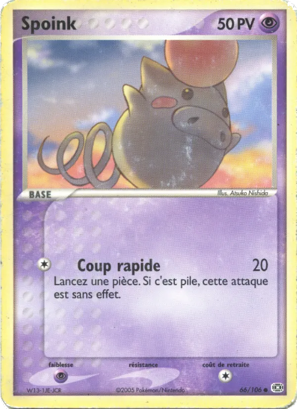 Carte Pokémon Spoink de l'extension EX Émeraude