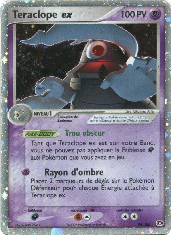 Carte Pokémon Teraclope ex de l'extension EX Émeraude