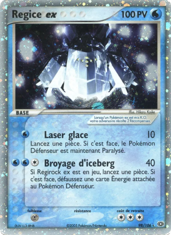 Carte Pokémon Regice ex de l'extension EX Émeraude