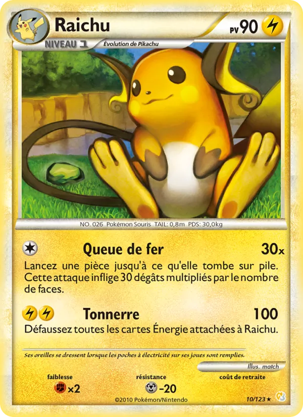 Carte Pokémon Raichu de l'extension HeartGold SoulSilver
