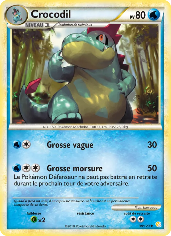 Carte Pokémon Crocodil de l'extension HeartGold SoulSilver