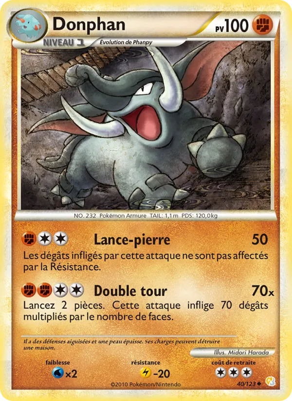 Carte Pokémon Donphan de l'extension HeartGold SoulSilver