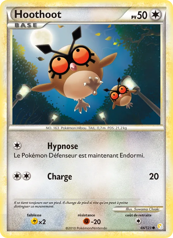 Carte Pokémon Hoothoot de l'extension HeartGold SoulSilver
